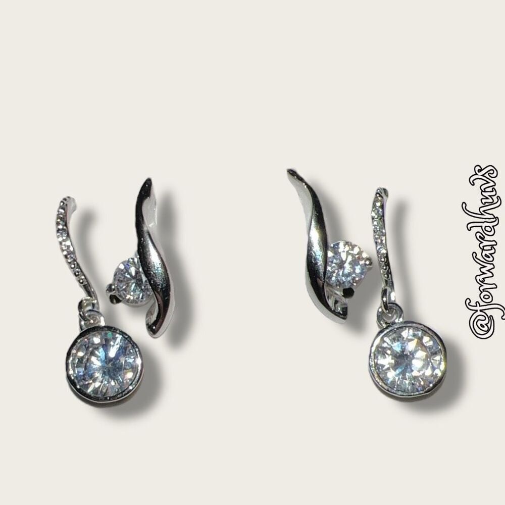Bundle Sale 3 for $15 | Silver Tone Earrings with Crystal / Glass